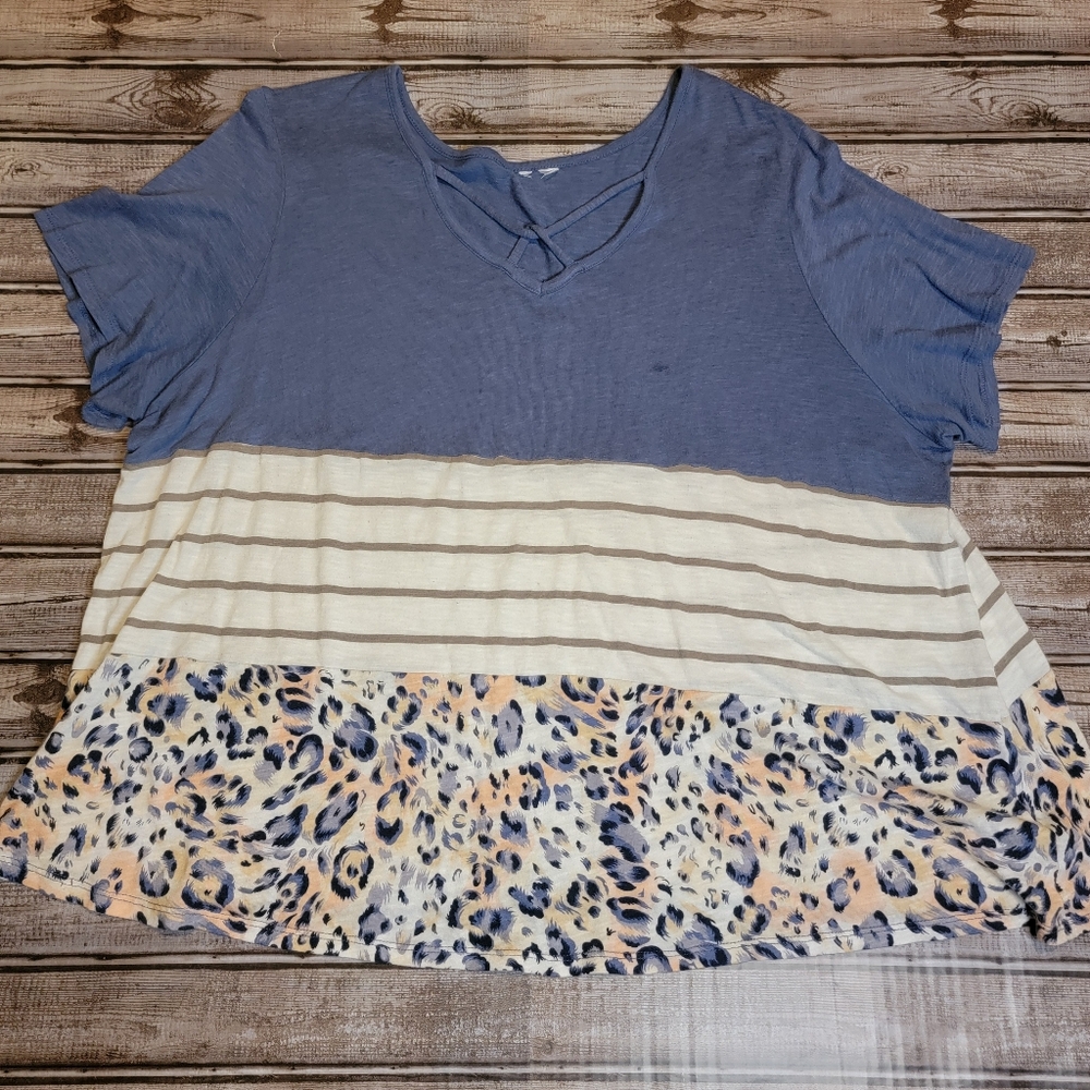 Cato V-Neck Colorblock Tee